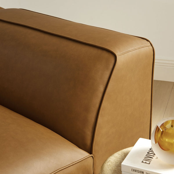 Modway Furniture Auren Upholstered Vegan Leather Modular Left Armchair for Modern Living Spaces and Custom Comfort Camel EEI-7124-CAM