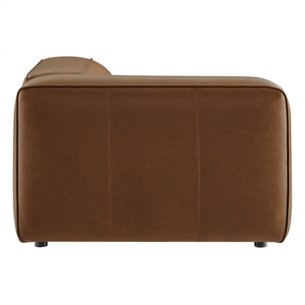 Modway Furniture Auren Upholstered Vegan Leather Modular Left Armchair for Modern Living Spaces and Custom Comfort Coffee EEI-7124-COF