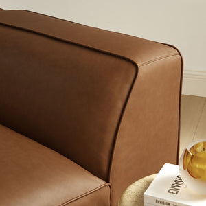 Modway Furniture Auren Upholstered Vegan Leather Modular Left Armchair for Modern Living Spaces and Custom Comfort Coffee EEI-7124-COF