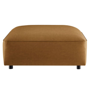 Modway Furniture Auren Upholstered Vegan Leather Ottoman - Stylish, Versatile Design for Modern Living Spaces Camel EEI-7125-CAM
