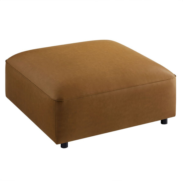 Modway Furniture Auren Upholstered Vegan Leather Ottoman - Stylish, Versatile Design for Modern Living Spaces Camel EEI-7125-CAM