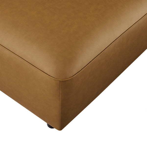 Modway Furniture Auren Upholstered Vegan Leather Ottoman - Stylish, Versatile Design for Modern Living Spaces Camel EEI-7125-CAM