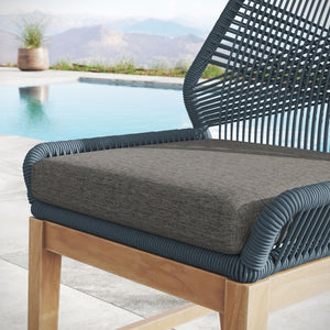 Modway Furniture Wellspring Outdoor Patio Teak Counter Stool with Woven Rope Accents for Stylish Comfort and Durability Blue Graphite EEI-7126-BLU-GPH