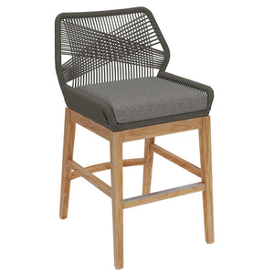 Modway Furniture Wellspring Outdoor Patio Teak Counter Stool with Woven Rope Accents for Stylish Comfort and Durability Gray Graphite EEI-7126-GRY-GPH