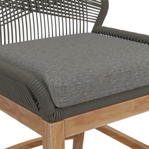 Modway Furniture Wellspring Outdoor Patio Teak Counter Stool with Woven Rope Accents for Stylish Comfort and Durability Gray Graphite EEI-7126-GRY-GPH