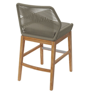 Modway Furniture Wellspring Outdoor Patio Teak Counter Stool with Woven Rope Accents for Stylish Comfort and Durability Light Gray Greige EEI-7126-LGR-GRG