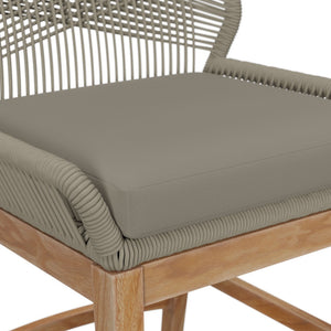 Modway Furniture Wellspring Outdoor Patio Teak Counter Stool with Woven Rope Accents for Stylish Comfort and Durability Light Gray Greige EEI-7126-LGR-GRG