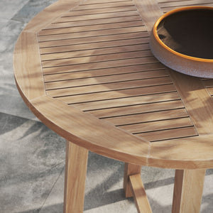 Modway Furniture Wellspring 36" Round Teak Wood Outdoor Bar Table - Stylish, Durable & Perfect for Alfresco Dining EEI-7127-NAT