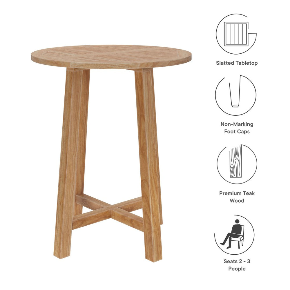 Modway Furniture Wellspring 36" Round Teak Wood Outdoor Bar Table - Stylish, Durable & Perfect for Alfresco Dining EEI-7127-NAT
