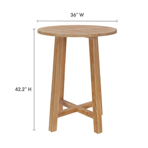 Modway Furniture Wellspring 36" Round Teak Wood Outdoor Bar Table - Stylish, Durable & Perfect for Alfresco Dining EEI-7127-NAT