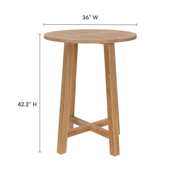 Modway Furniture Wellspring 36" Round Teak Wood Outdoor Bar Table - Stylish, Durable & Perfect for Alfresco Dining EEI-7127-NAT