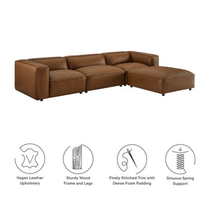 Modway Furniture Auren 4-Piece Vegan Leather Modular Sofa Set - Stylish, Comfortable Seating for Modern Living Spaces Coffee EEI-7128-COF