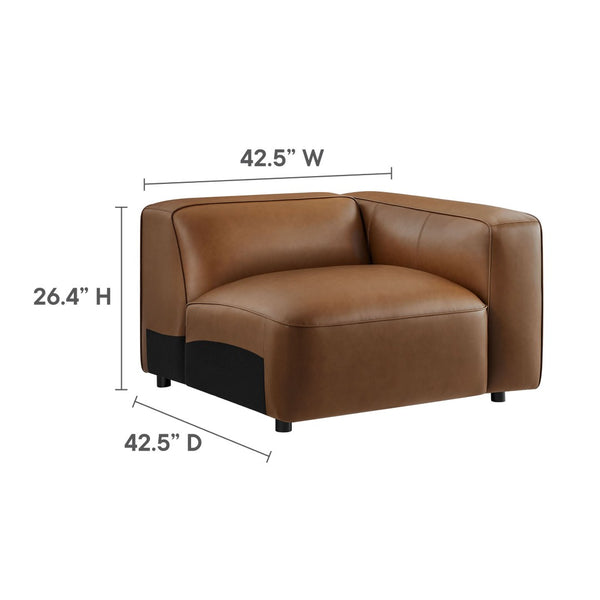 Modway Furniture Auren 4-Piece Vegan Leather Modular Sofa Set - Stylish, Comfortable Seating for Modern Living Spaces Coffee EEI-7128-COF