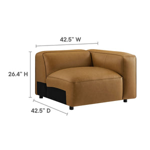 Modway Furniture Auren 3-Piece Vegan Leather Modular Loveseat with Ottoman - Stylish Comfort for Modern Living Spaces Camel EEI-7130-CAM