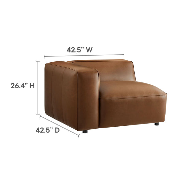Modway Furniture Auren 3-Piece Vegan Leather Modular Loveseat with Ottoman - Stylish Comfort for Modern Living Spaces Coffee EEI-7130-COF