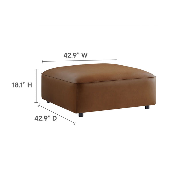 Modway Furniture Auren 3-Piece Vegan Leather Modular Loveseat with Ottoman - Stylish Comfort for Modern Living Spaces Coffee EEI-7130-COF