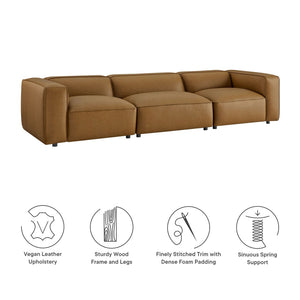 Modway Furniture Auren 3-Piece Vegan Leather Modular Sofa Set - Modern Comfort, Flexible Design for Any Space Camel EEI-7132-CAM