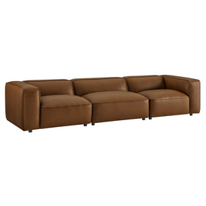 Modway Furniture Auren 3-Piece Vegan Leather Modular Sofa Set - Modern Comfort, Flexible Design for Any Space Coffee EEI-7132-COF