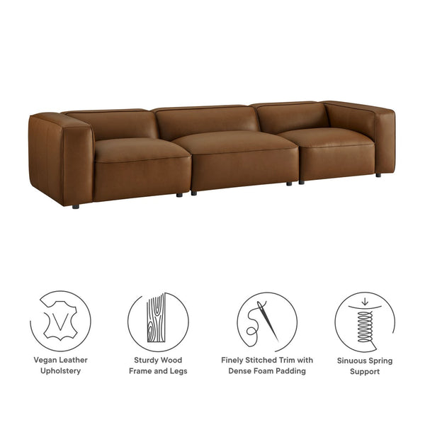 Modway Furniture Auren 3-Piece Vegan Leather Modular Sofa Set - Modern Comfort, Flexible Design for Any Space Coffee EEI-7132-COF