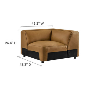 Modway Furniture Auren 5-Piece Vegan Leather Modular Sectional Sofa - Stylish, Comfortable Design for Any Space Camel EEI-7133-CAM