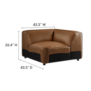 Modway Furniture Auren 5-Piece Vegan Leather Modular Sectional Sofa - Stylish, Comfortable Design for Any Space Coffee EEI-7133-COF