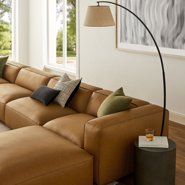 Modway Furniture Auren 6-Piece Modular Vegan Leather Sofa Set for Elegant Living Spaces - Versatile & Comfortable Design Camel EEI-7134-CAM