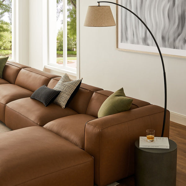 Modway Furniture Auren 6-Piece Modular Vegan Leather Sofa Set for Elegant Living Spaces - Versatile & Comfortable Design Coffee EEI-7134-COF