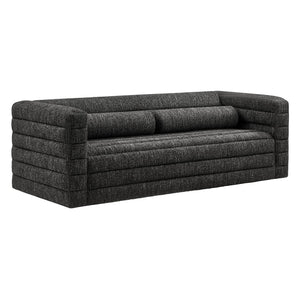 Modway Furniture Relle Boucle Upholstered Sofa with Channel Tufting – Elegant Mid-Century Design for Modern Living Charcoal EEI-7136-CHA