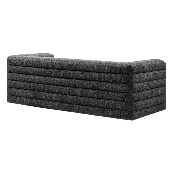 Modway Furniture Relle Boucle Upholstered Sofa with Channel Tufting – Elegant Mid-Century Design for Modern Living Charcoal EEI-7136-CHA