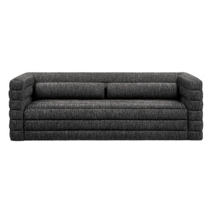Modway Furniture Relle Boucle Upholstered Sofa with Channel Tufting – Elegant Mid-Century Design for Modern Living Charcoal EEI-7136-CHA