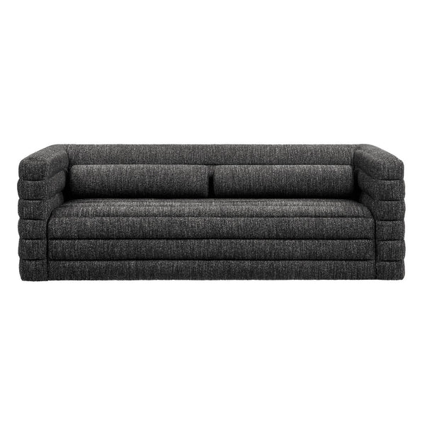 Modway Furniture Relle Boucle Upholstered Sofa with Channel Tufting – Elegant Mid-Century Design for Modern Living Charcoal EEI-7136-CHA