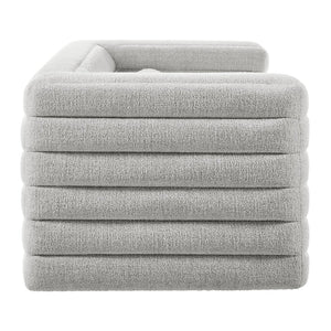 Modway Furniture Relle Boucle Upholstered Sofa with Channel Tufting – Elegant Mid-Century Design for Modern Living Newsprint EEI-7136-NPT