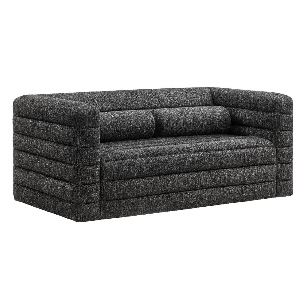Modway Furniture Relle Channel Tufted Boucle Loveseat - Mid-Century Modern Design for Cozy Living Spaces, Grey Charcoal EEI-7137-CHA