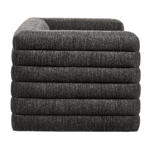 Modway Furniture Relle Channel Tufted Boucle Loveseat - Mid-Century Modern Design for Cozy Living Spaces, Grey Charcoal EEI-7137-CHA