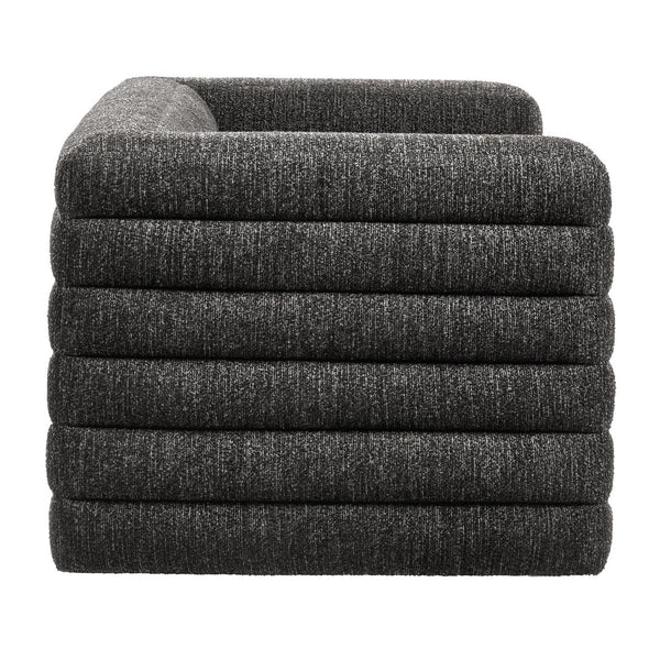 Modway Furniture Relle Channel Tufted Boucle Loveseat - Mid-Century Modern Design for Cozy Living Spaces, Grey Charcoal EEI-7137-CHA