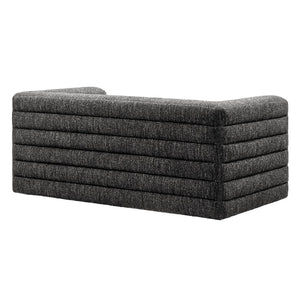 Modway Furniture Relle Channel Tufted Boucle Loveseat - Mid-Century Modern Design for Cozy Living Spaces, Grey Charcoal EEI-7137-CHA