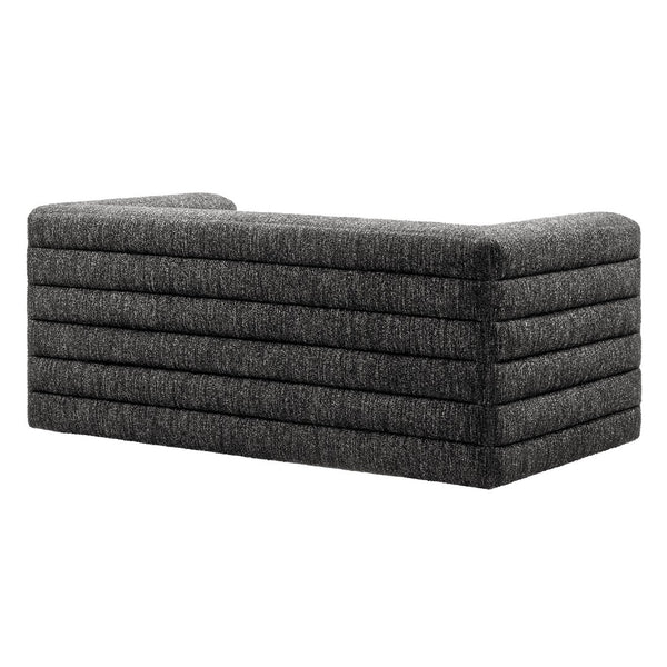 Modway Furniture Relle Channel Tufted Boucle Loveseat - Mid-Century Modern Design for Cozy Living Spaces, Grey Charcoal EEI-7137-CHA