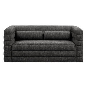 Modway Furniture Relle Channel Tufted Boucle Loveseat - Mid-Century Modern Design for Cozy Living Spaces, Grey Charcoal EEI-7137-CHA