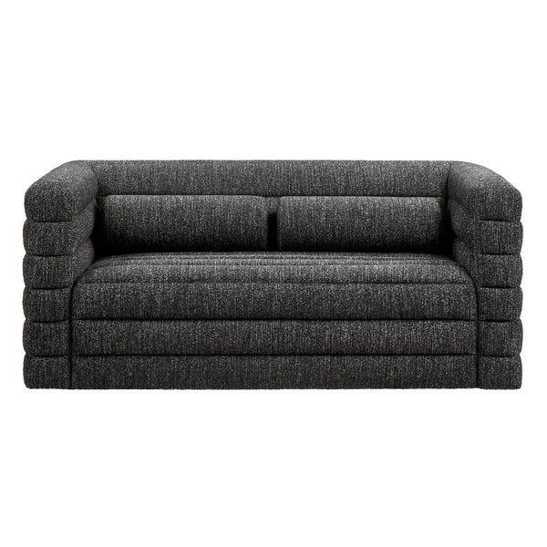 Modway Furniture Relle Channel Tufted Boucle Loveseat - Mid-Century Modern Design for Cozy Living Spaces, Grey Charcoal EEI-7137-CHA