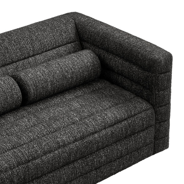 Modway Furniture Relle Channel Tufted Boucle Loveseat - Mid-Century Modern Design for Cozy Living Spaces, Grey Charcoal EEI-7137-CHA