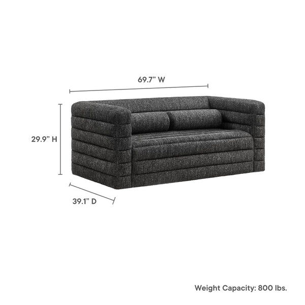 Modway Furniture Relle Channel Tufted Boucle Loveseat - Mid-Century Modern Design for Cozy Living Spaces, Grey Charcoal EEI-7137-CHA