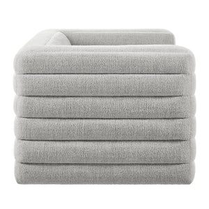 Modway Furniture Relle Channel Tufted Boucle Loveseat - Mid-Century Modern Design for Cozy Living Spaces, Grey Newsprint EEI-7137-NPT