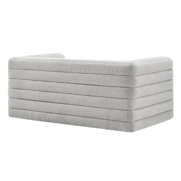Modway Furniture Relle Channel Tufted Boucle Loveseat - Mid-Century Modern Design for Cozy Living Spaces, Grey Newsprint EEI-7137-NPT