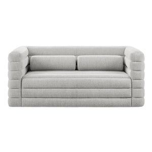 Modway Furniture Relle Channel Tufted Boucle Loveseat - Mid-Century Modern Design for Cozy Living Spaces, Grey Newsprint EEI-7137-NPT