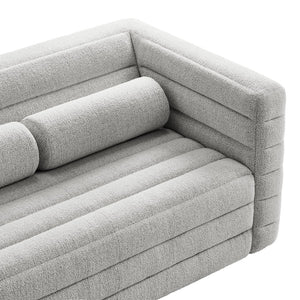 Modway Furniture Relle Channel Tufted Boucle Loveseat - Mid-Century Modern Design for Cozy Living Spaces, Grey Newsprint EEI-7137-NPT