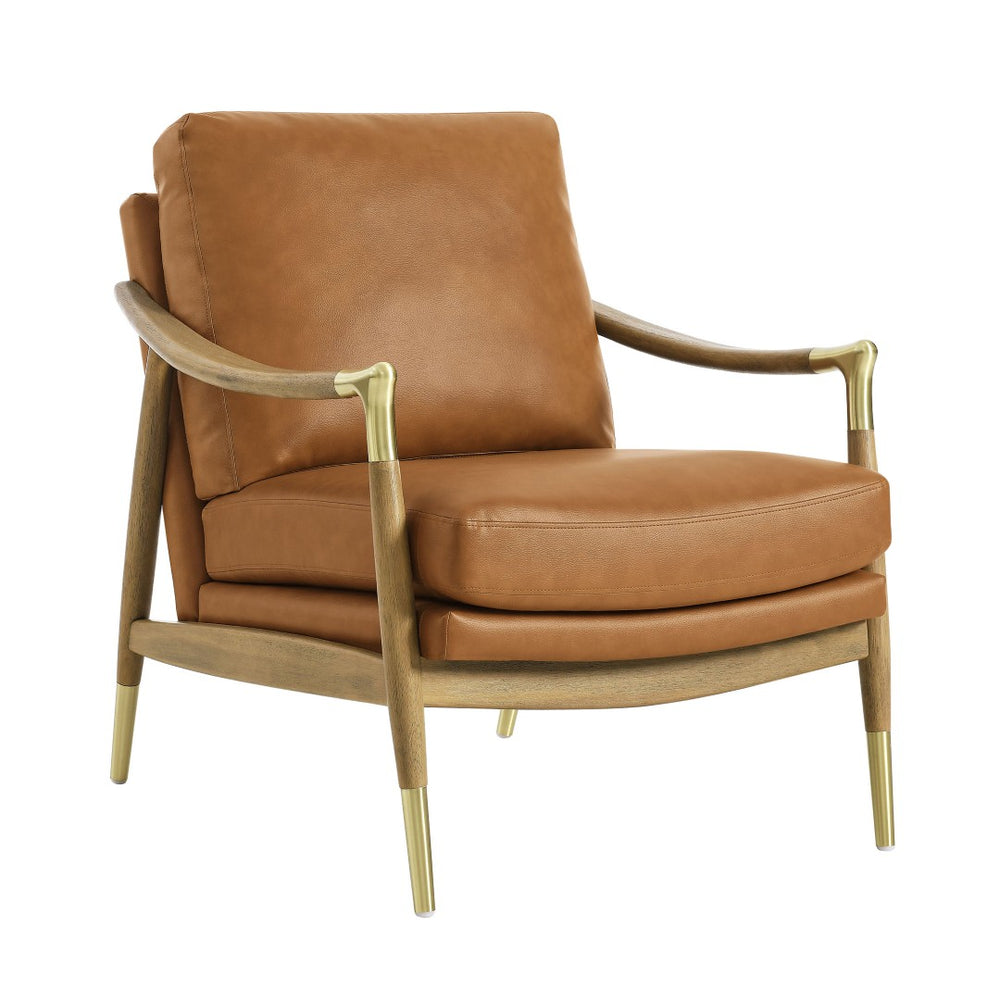 Modway Furniture Langford Vegan Leather Accent Armchair - Mid-Century Modern Design, Comfort & Style for Any Space EEI-7138-TAN-WAL