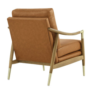 Modway Furniture Langford Vegan Leather Accent Armchair - Mid-Century Modern Design, Comfort & Style for Any Space EEI-7138-TAN-WAL