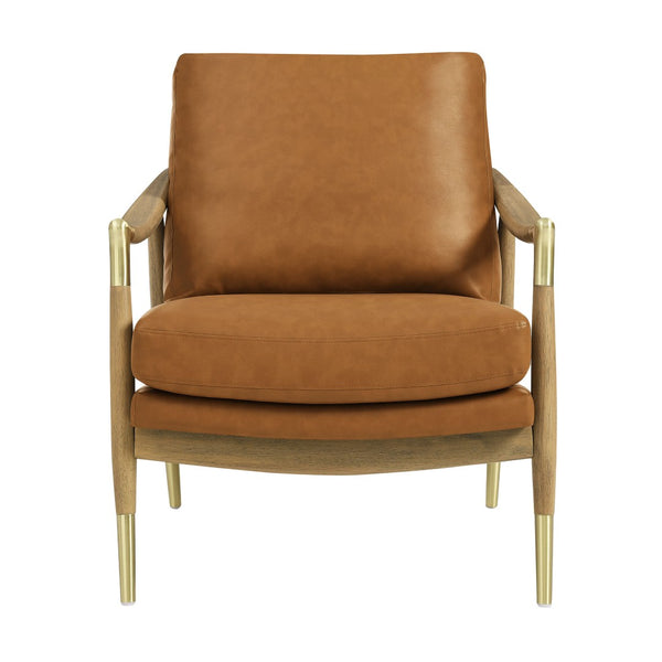 Modway Furniture Langford Vegan Leather Accent Armchair - Mid-Century Modern Design, Comfort & Style for Any Space EEI-7138-TAN-WAL