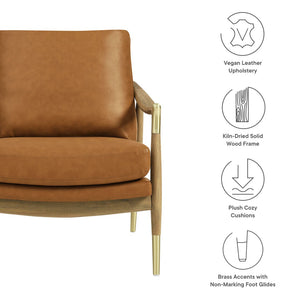 Modway Furniture Langford Vegan Leather Accent Armchair - Mid-Century Modern Design, Comfort & Style for Any Space EEI-7138-TAN-WAL