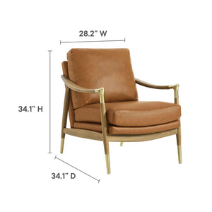 Modway Furniture Langford Vegan Leather Accent Armchair - Mid-Century Modern Design, Comfort & Style for Any Space EEI-7138-TAN-WAL